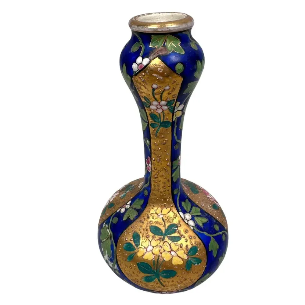 Antique Asian Moriage Slipware Ceramic‎ Vase 7